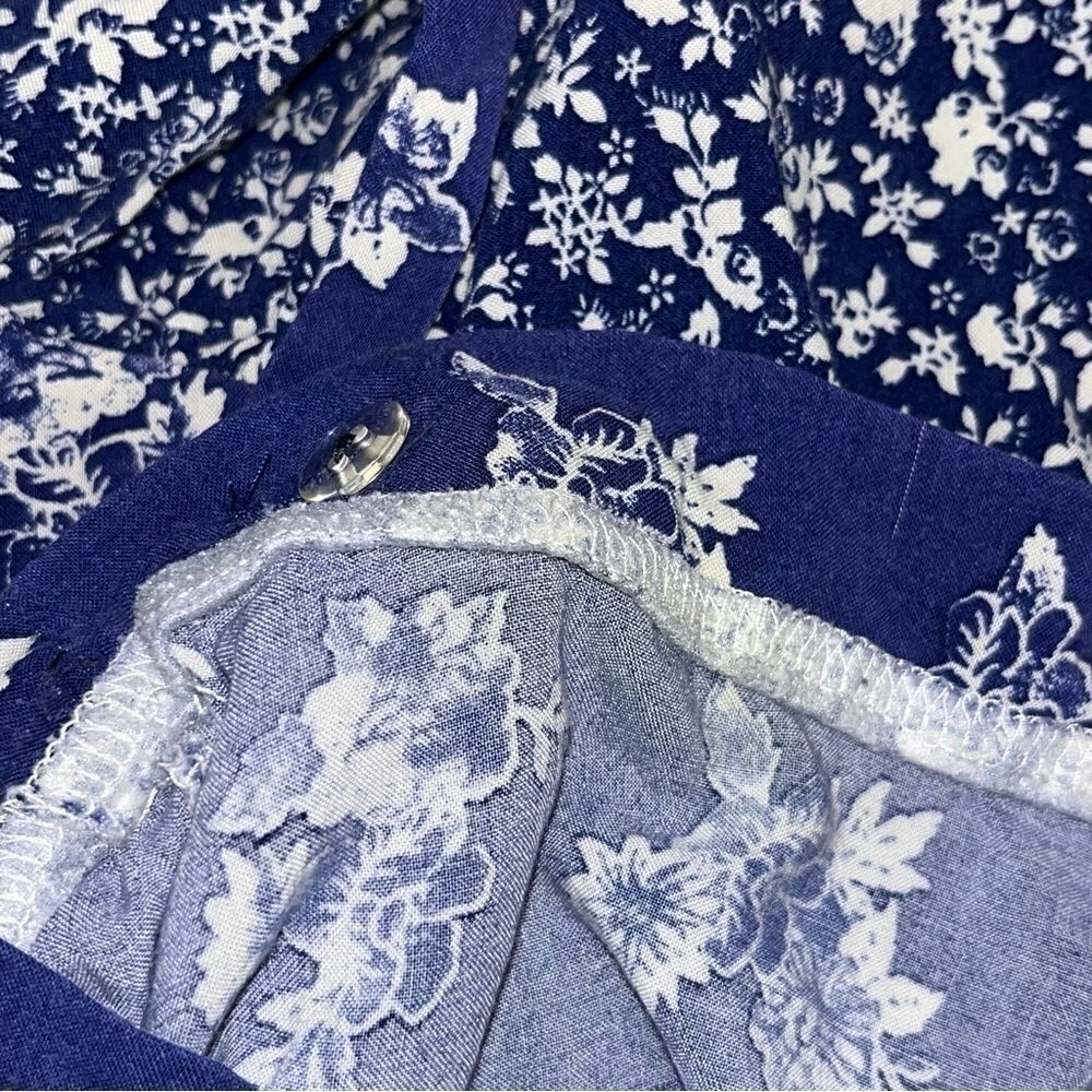 Blue Rain Blue & White Floral Wrap Skirt - Picture 7 of 10